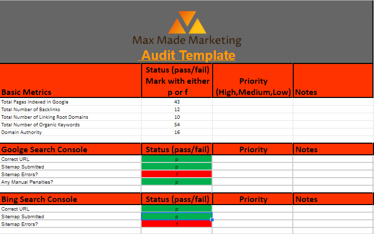 SEO audit template checklist