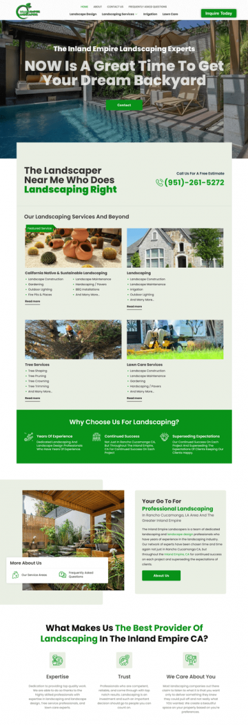 landscaping website web development